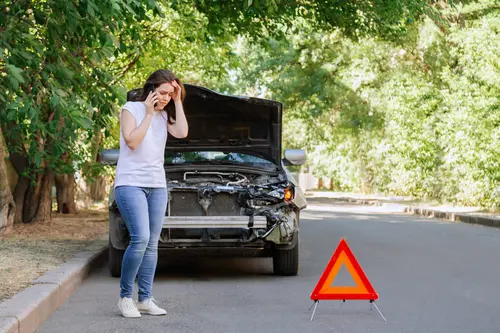 Woman Calling After Car Accident - Hit and Run Accident