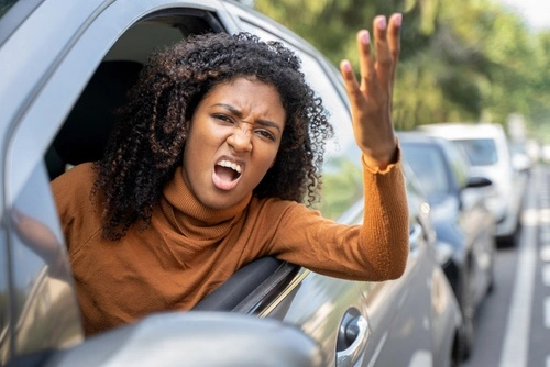 Kennesaw aggressive driving accident lawyer concept, aggressive driver yelling