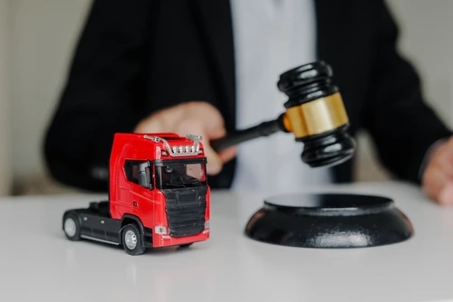 Acworth trucking accident lawyer with toy semi-truck, Acworth truck crash lawyer