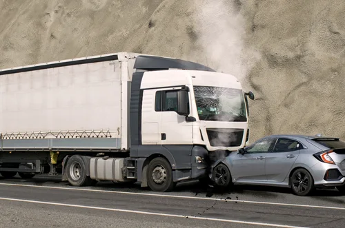 Accident between commercial truck and car, Acworth truck accident lawyer concept