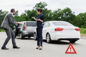 GMV Law Group Atlanta car accident lawyer consulting with client about winning case with no witnesses using physical evidence