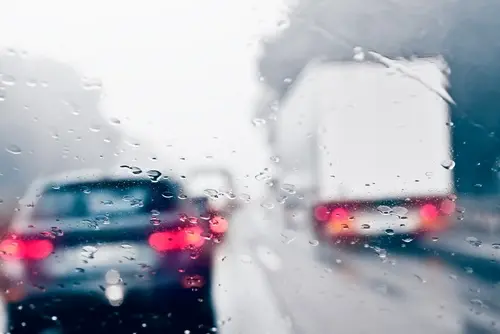 Construction zone accident in the rain